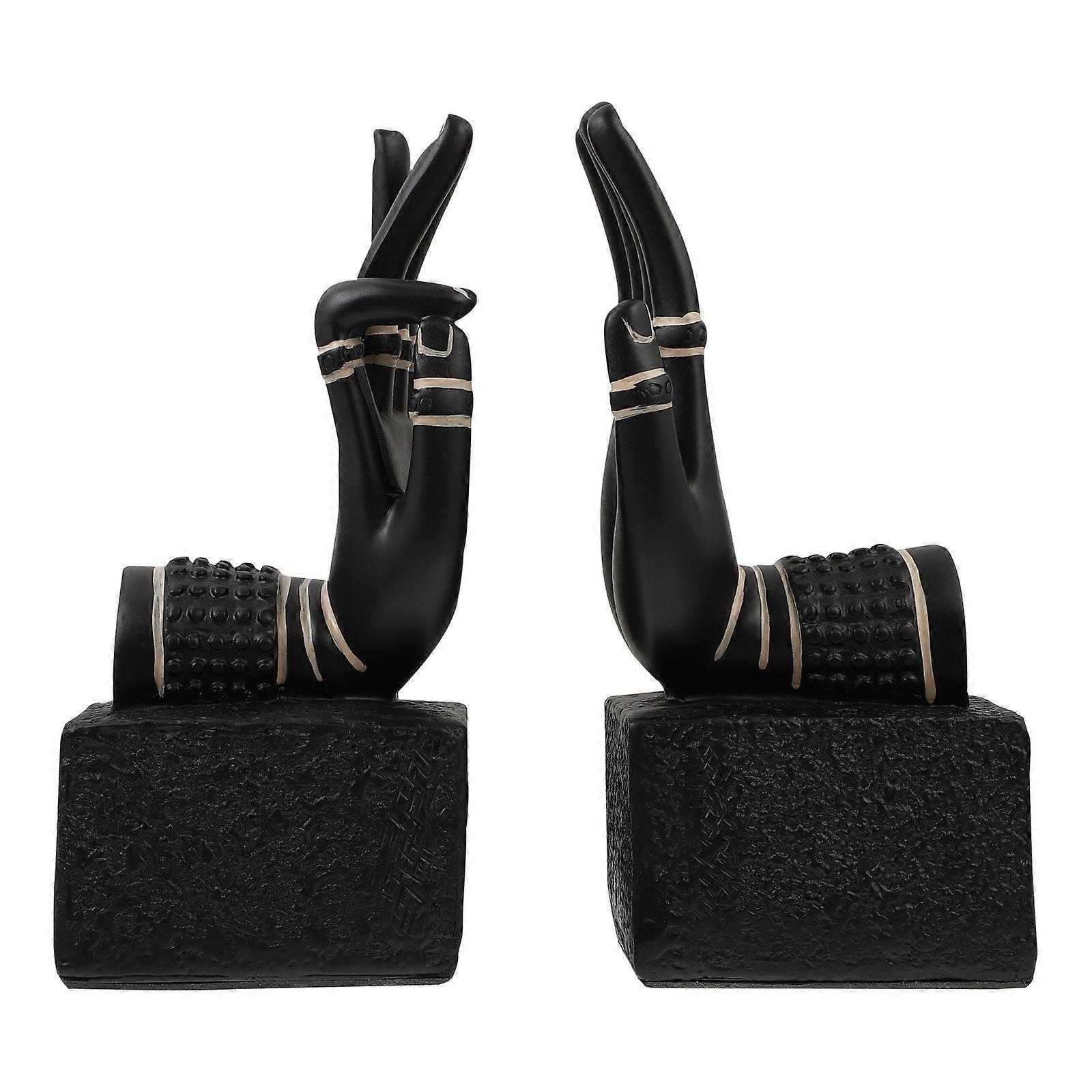 Shelf Book Holder Buddha Sculptures Reading Statue 1 Pair