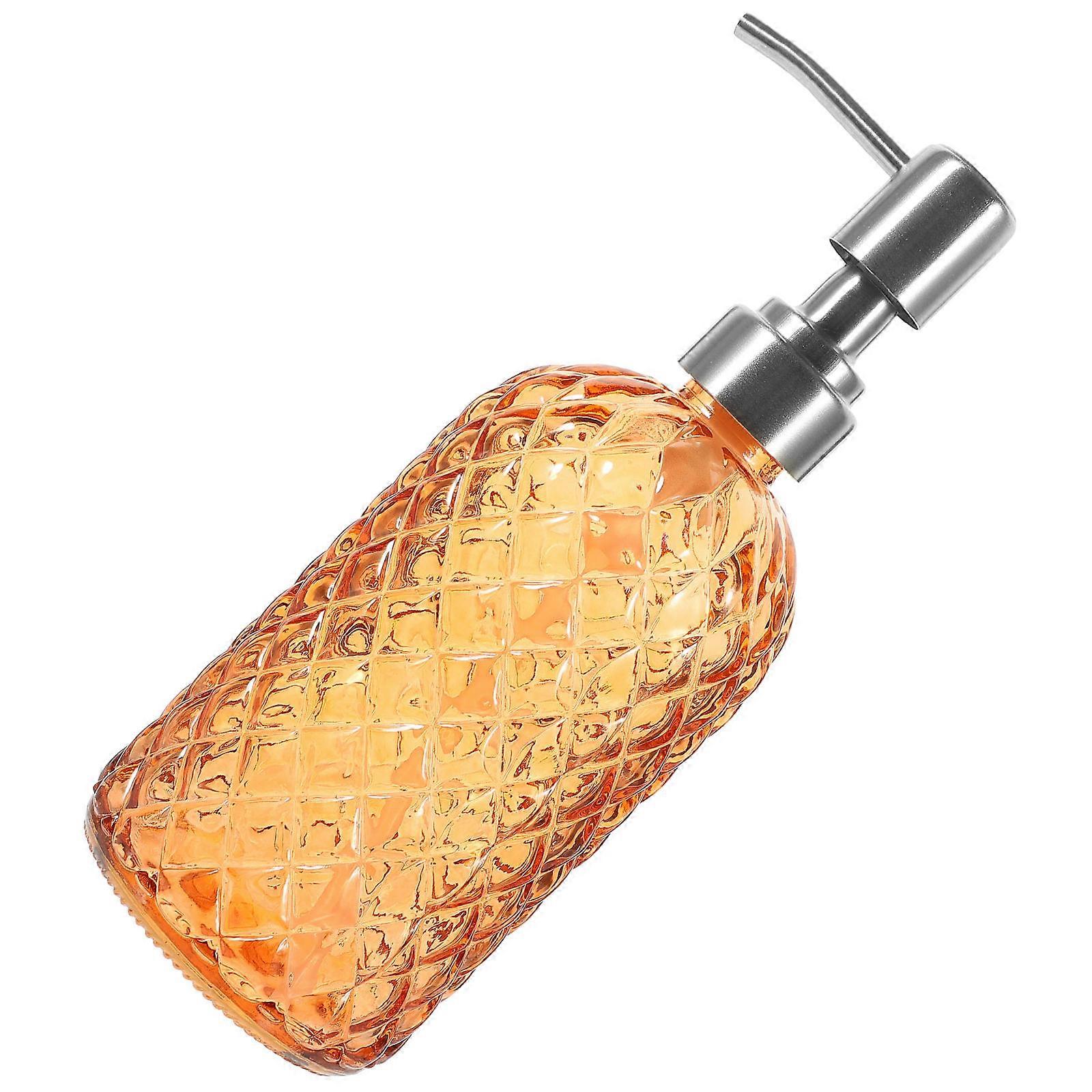 Orange Glass Pump Bottle for Perfume Storage Multi Functional Travel Size 350ml