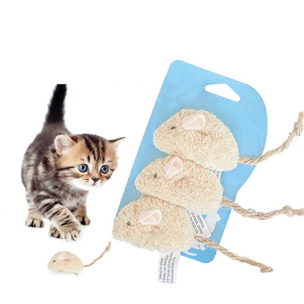 Interactive Cat Toys Mouse Tease Cat Toy Stimulates Natural Instincts Beige 3Pcs for Kittens