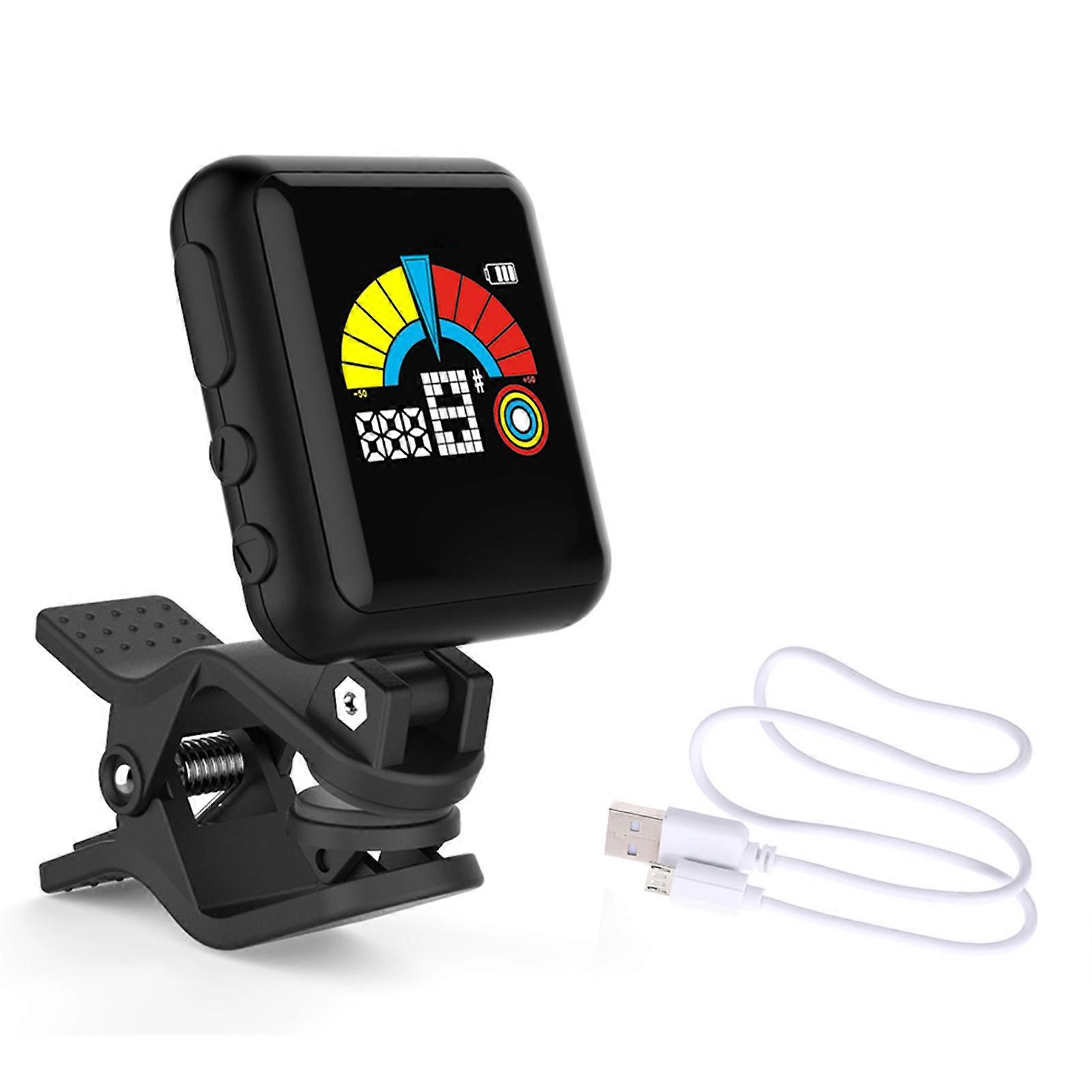 Guitar Tuner Clip On Rechargeable LCD Metronome Universal 12 Average Rhythm Bass Ukulele Violin with USB Cable