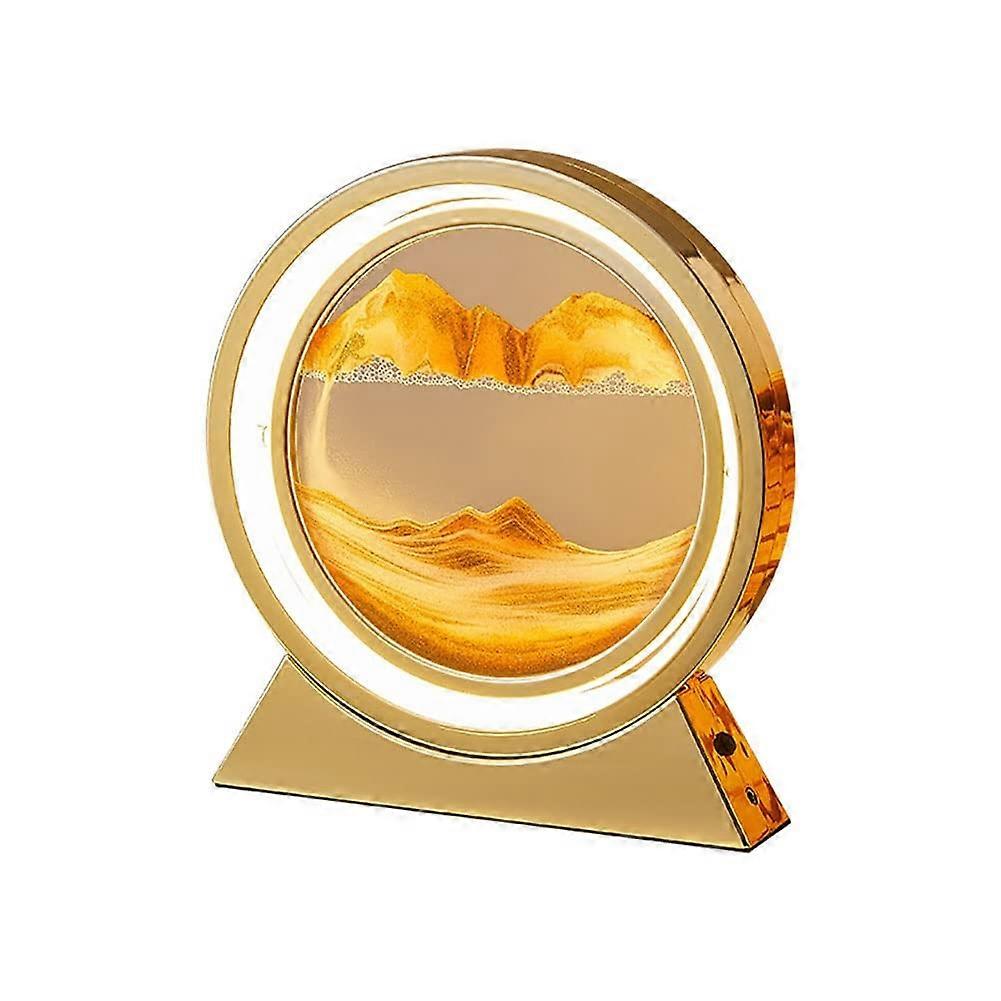 Moveable Sand Decor, 3D Deep Sea Sandscapes, Rotating Light White Artwork for Office Desktop Table Decoration