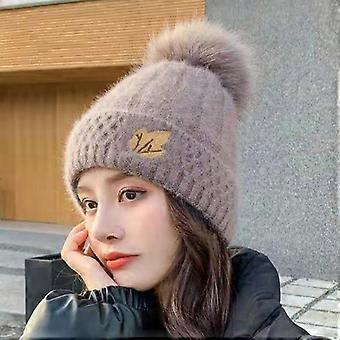 Winter Warme Hüte Für Frauen Neue Mode Koreanische Kaninchen Mischungen Dicke Warme Strickmütze Mützen Skullies Beanie Hut