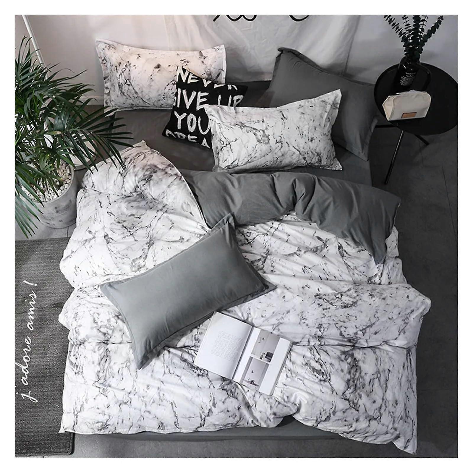 3Piece Bedding Set, Double or Single Duvet Cover Set with Pillowcase, Queen/King Size Comforter Cover, Couple or Single Use (White)