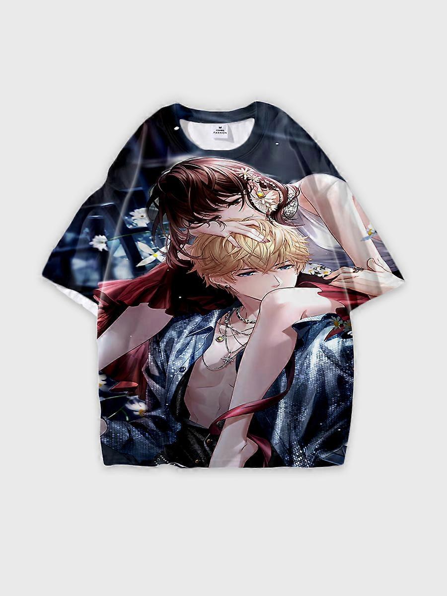 T-Shirt Rundhalsausschnitt Role Pattern locker kurzarm E2216