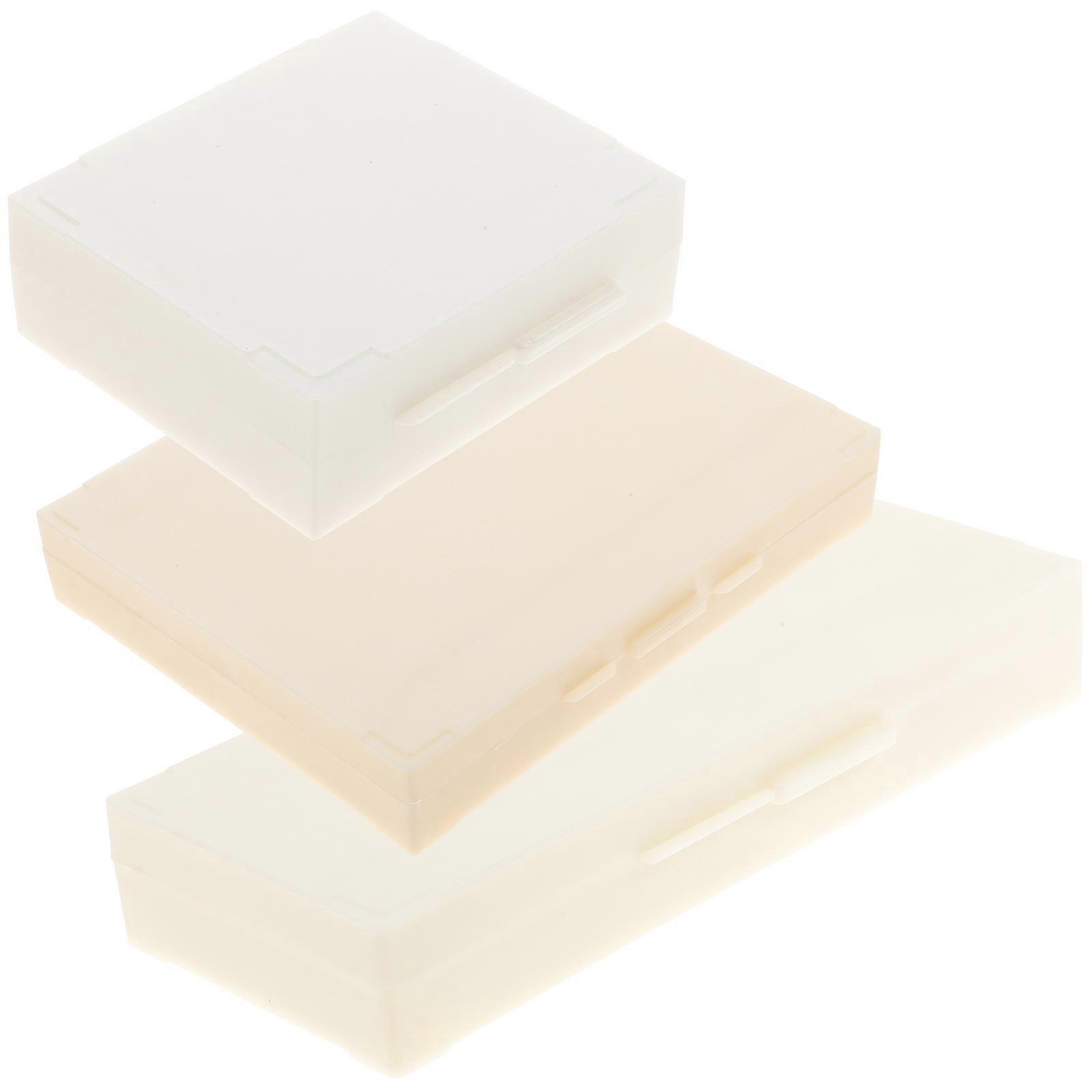 3 Pack White Microscope Slide Storage Boxes Durable ABS for Home School Laboratory Use