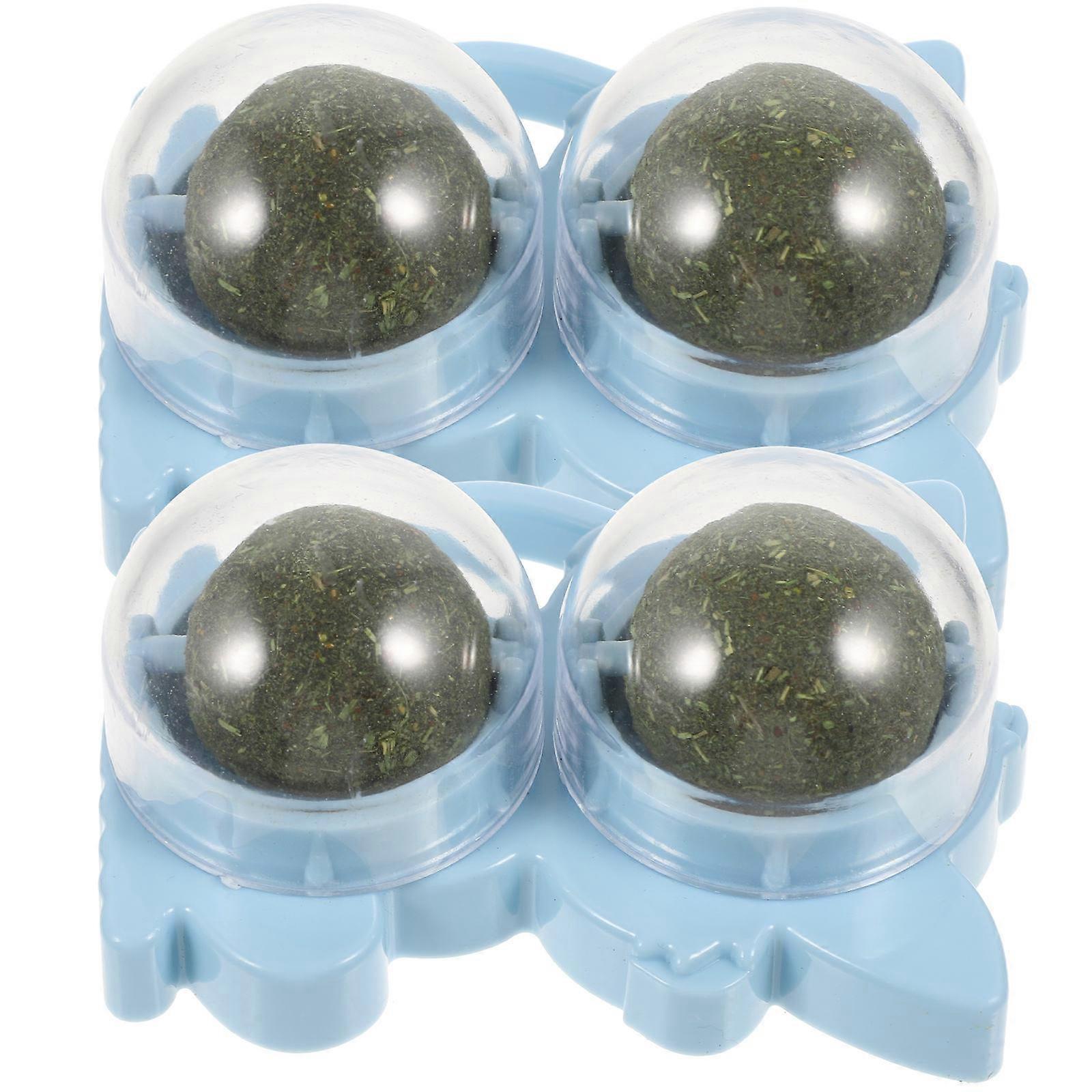 Cat Plaything for Indoor Playtime 2Pcs 2-in-1 Catnip Ball Anxiety Relief Plastic and Plant Fiber