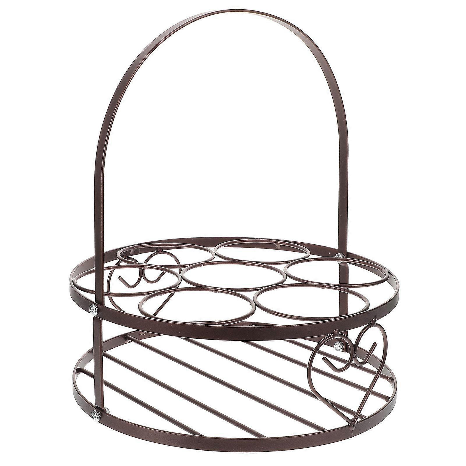 Portable Beer Carrier with Handle Made of Sturdy Iron for Storage Use Coffee Color 6bottle Holder