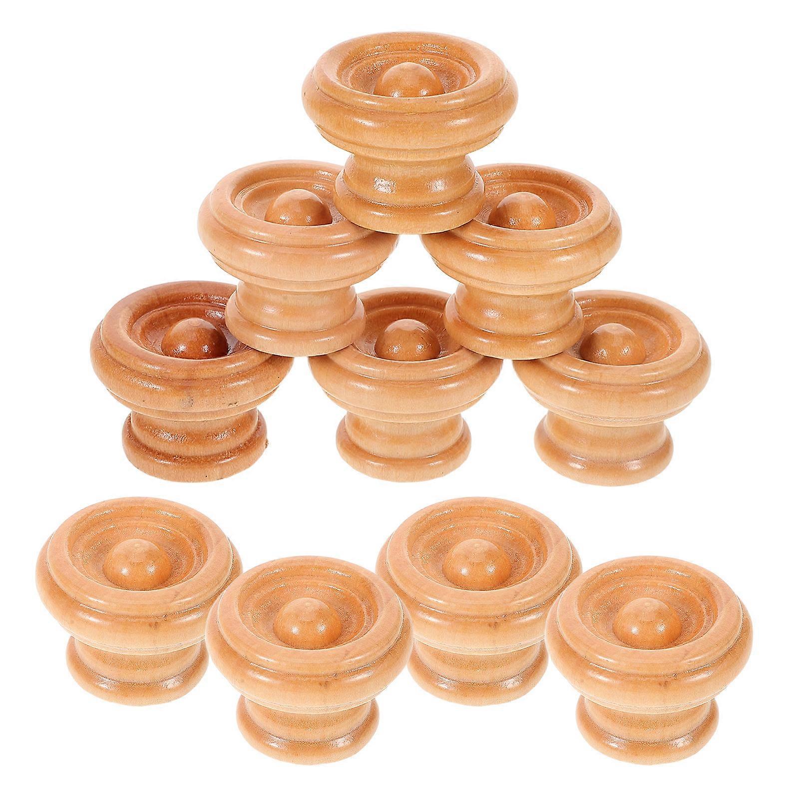 Durable Light Brown Wood Cabinet Knobs with Elegant Design for Decoration, Easy Installation, Ideal for Drawers, 12 Sets