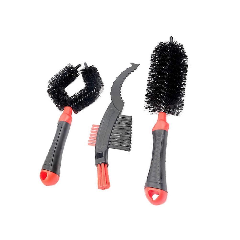 Bike Chain Cleaning Brush Set with Nylon Bristles for Effective Narrow Place Cleaning 3pcs Red