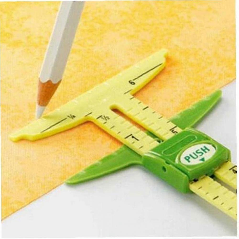 2025 Sliding Gauge Measuring Sewing Tool Set 5-in-1 T-shaped Sliding Gauge Quilting Ruler For Beginner Knitting Crafting Sewing Suppliesyellow1pcs