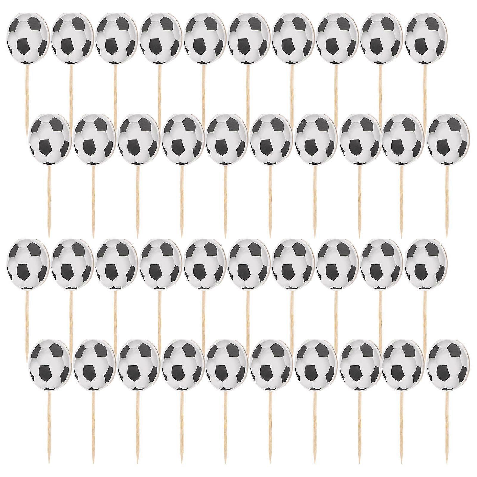 Football Cake Topper Assorted Color Paper Dessert Decor for Parties and Events 24pcs