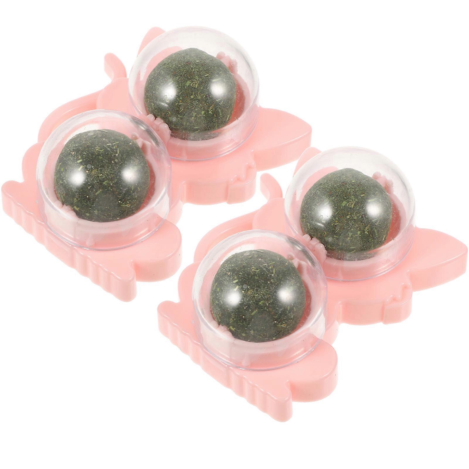 Catnip Balls For Indoor Cats 2Pcs Round Cat Toy For Cats 9X7Cm Pink 2-In-1 Design For Entertainment