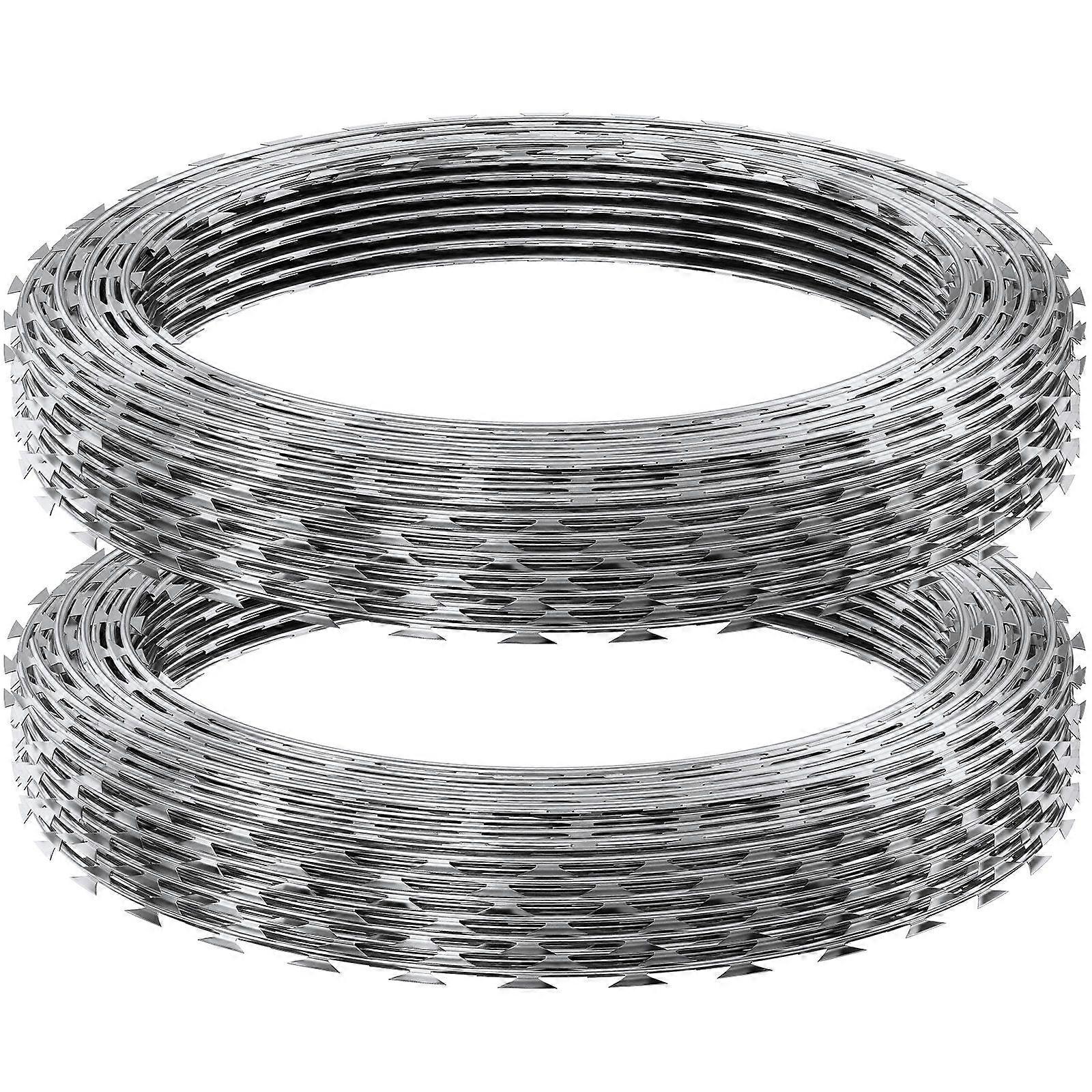 Σύρματα ξυραφιών, 98 πόδια Ξυράφι Συρματόπλεγμα, 2 ρολά Ξυράφι Σύρμα Περίφραξη Ξυράφι Φράχτης, Κορδέλα Ξυράφι Αγκαθωτό Σύρμα Γαλβανισμένο Ξυράφι Σύρμα Φράχτη