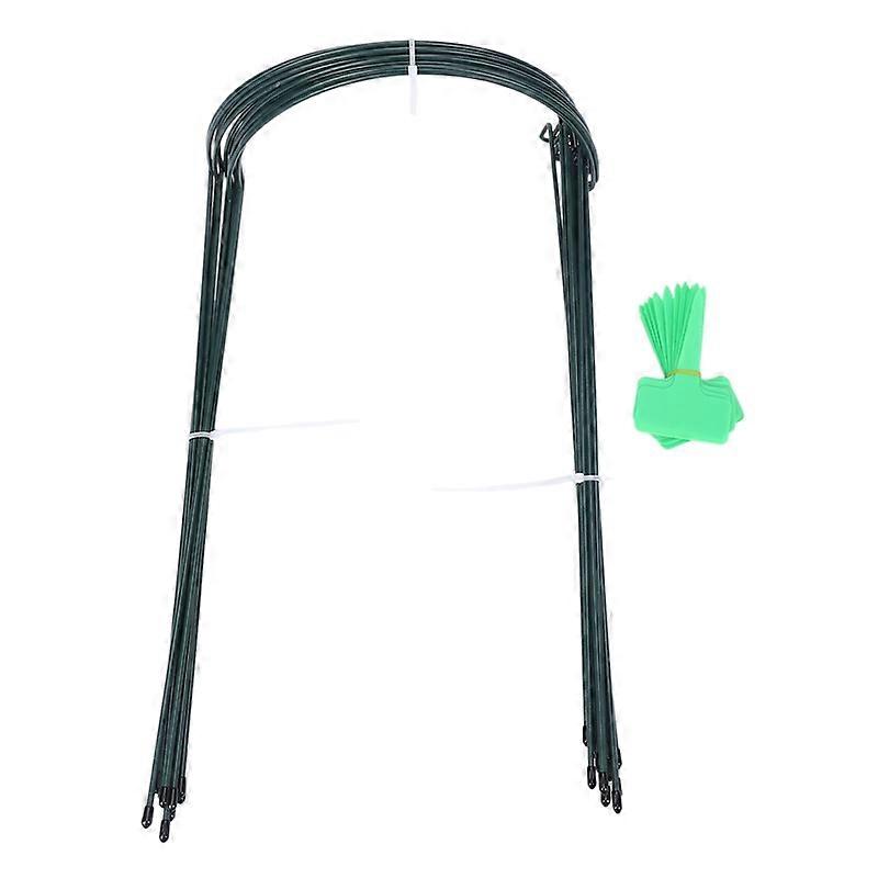 12 Pack 15.7 Inch Semicircular Garden Plant Auxiliary Ring with 15 Pcs Plant Labels, Metal Garden Supports