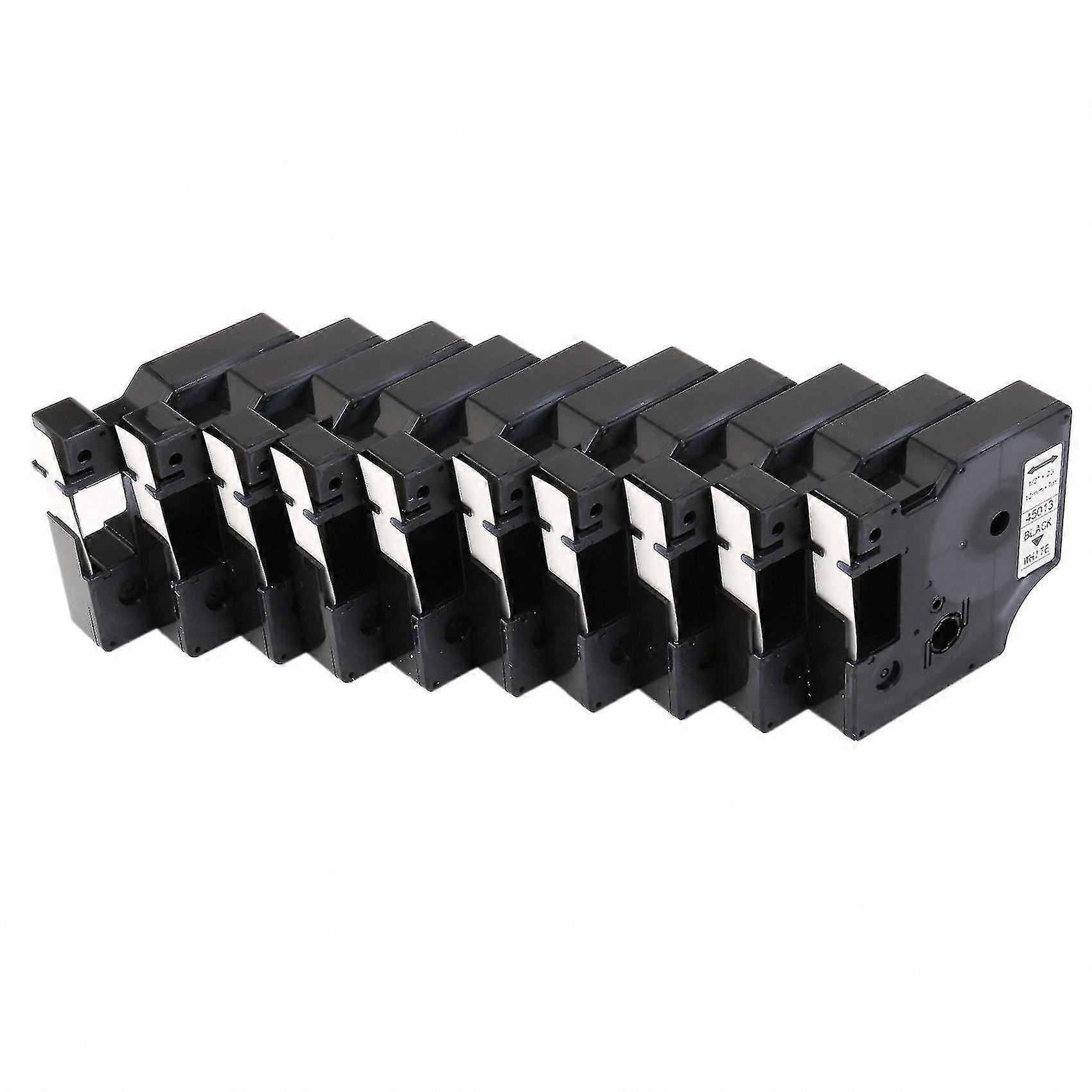 Paquet de 10 rubans d’étiquettes noir sur blanc pour les fournitures d’imprimante compatibles avec le ruban D1 45013