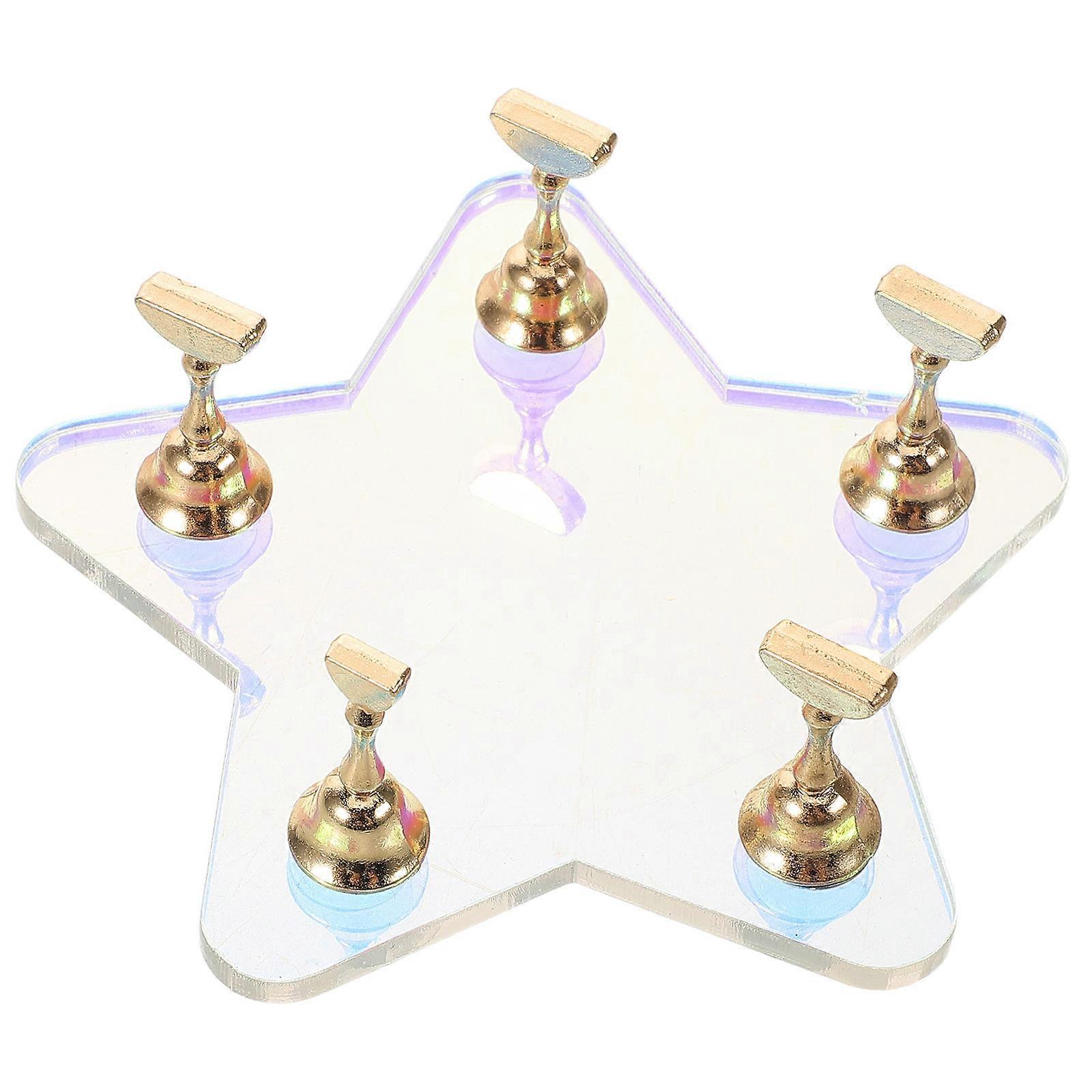 Nail Display Stand Holder Sleek Design Stable Base Home Users Manicure Practice 9.00X9.00X0.50CM Metal 1Set