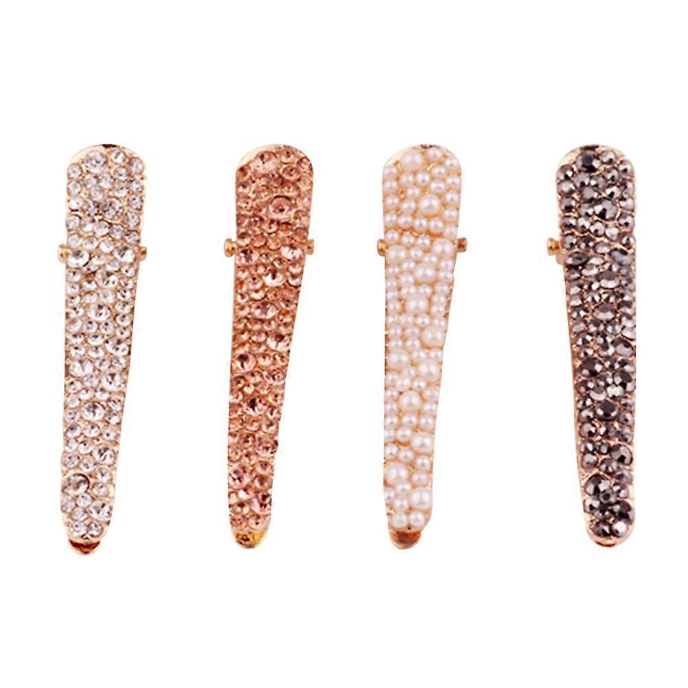 8 τμχ Duckbill Clip Pin Bangs Clip Full Covered Rhinestone Artificial Crystal Pearl Hairpin Αξεσουάρ μαλλιών για γυναίκες κορίτσια (τυχαίο μοτίβο)