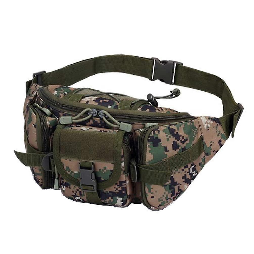 Tactical Bum Bag Waterproof Multi-Pockets Military Belt Bag for Trekking Hiking Running Cycling 5L Digital Jungle