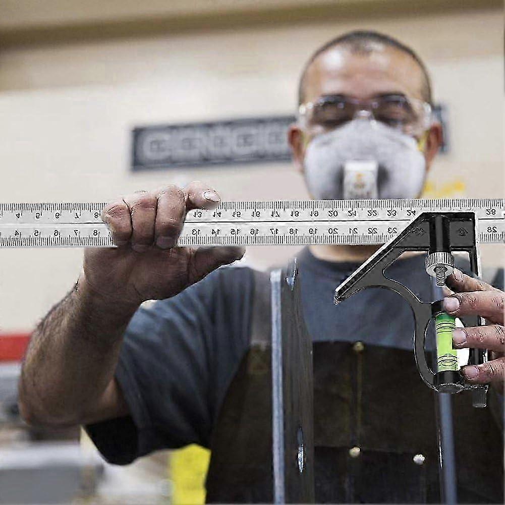 300mm Stainless Steel Combination Angle Ruler 12inch Adjustable Zinc Alloy Straight Edge Professional Measuring Tool with Clear and Accurate Calibrati