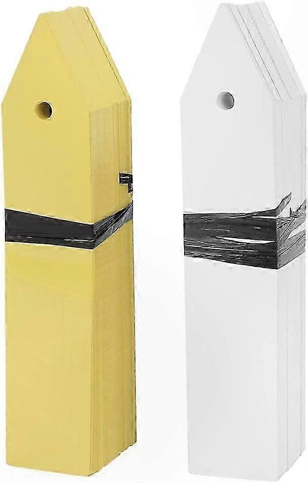 100 Count Durable PVC Plant Labels for Garden, Waterproof & Reusable White Yellow Tags