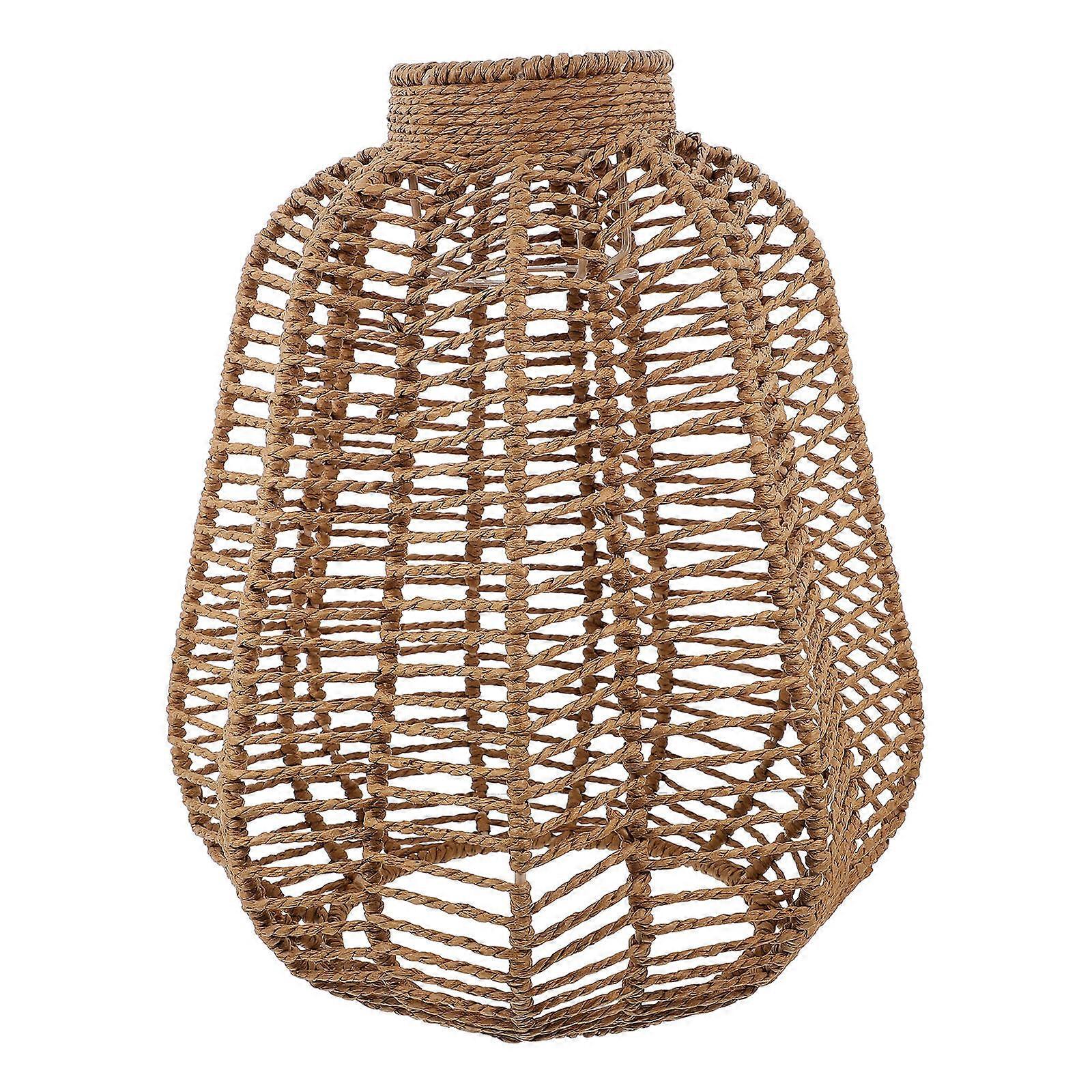 Woven Rattan Lamp Shade Round Shape Protects Eyes Suitable For Restaurant Light Brown Color 1Pack