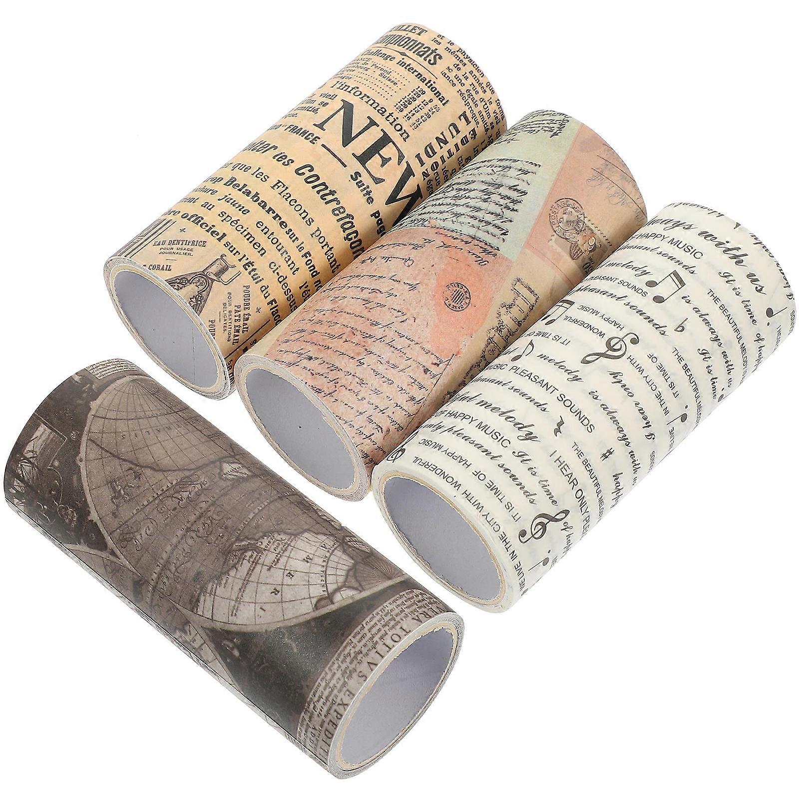 Decorative Wasabi Tape For Scrapbooking Vintage Style Washi Paper Tapes Multi 4 Rolls For Classroom Activities