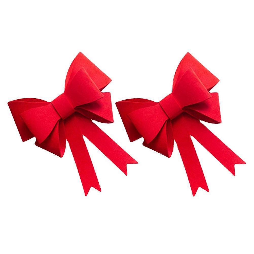 Large Red Christmas Tree Bows with Easy Tie Clips Durable Felt Bowknot Decorations for Wreaths, Curtains, Railings, Indoor, Outdoor Holiday and