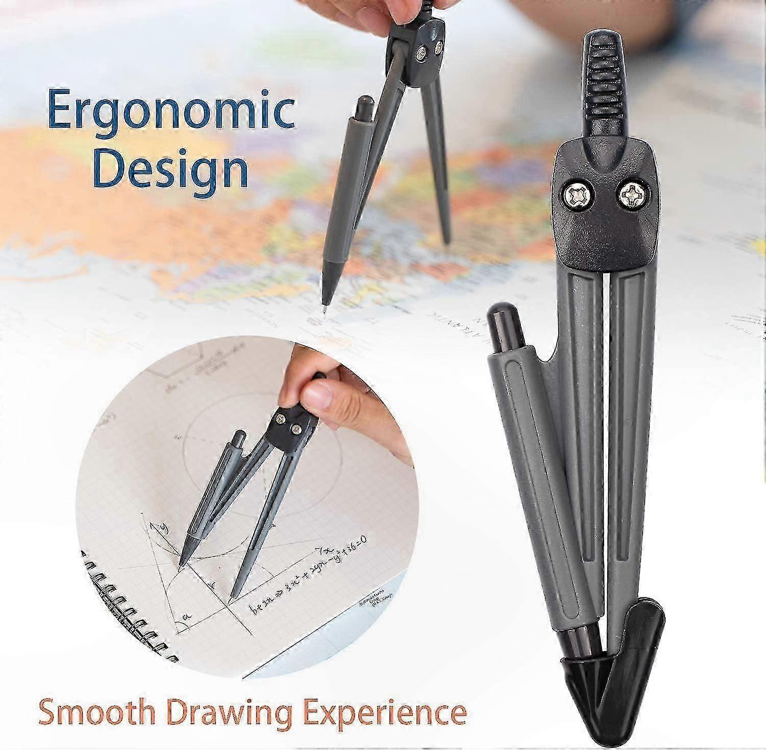 8-Piece Geometry Drawing Set - Math Kit for Students, Includes Compass and Protractor for Geometry Tasks