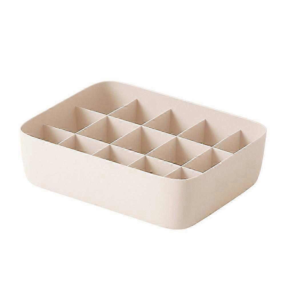 15-Compartment Organizer Drawer & Closet Storage Box in Apricot - Versatile Container for Socks, Underwear & Desktop Organization