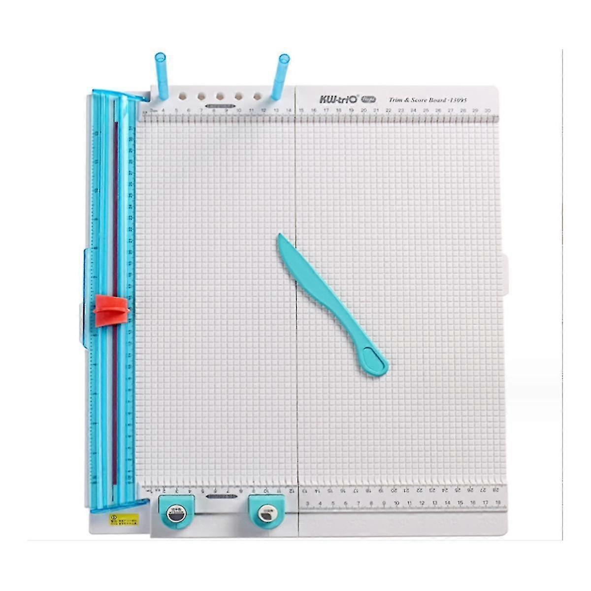 Paper Trimmer Scoring Board 7 in 1 Craft Paper Cutter Scoring Tool with Paper Folding for Making Photo Scrapbooking CardWhiteBlue SZRH A-SD