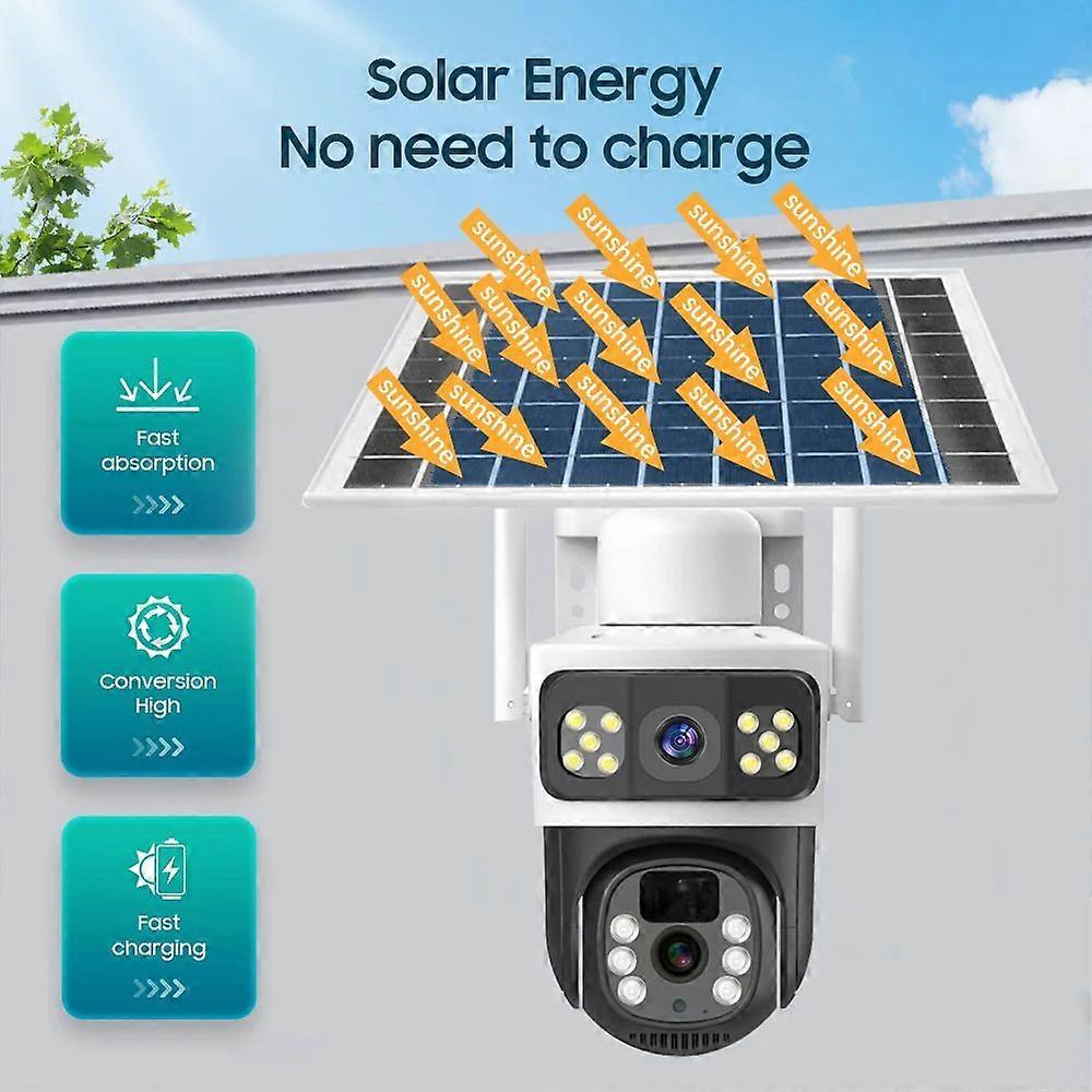 Wireless Solar Panel Security Camera, Wireless Rechargeable Battery Camera 3MP WiFi Home Security Camera with Full Color Night Vision, PIR Human Detec
