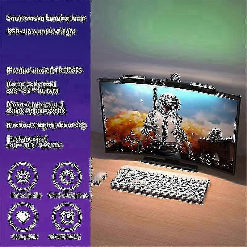 Curved Screen Monitor Hanging Lamp Light Bar Rgb Colorful Background Atmosphere