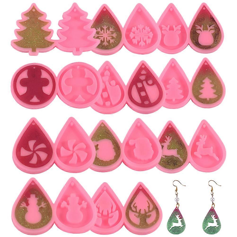 44Set Christmas Earring Resin Molds For DIY Hobbyists 5.6X4.2cm Rectangle Silicone Craft Making