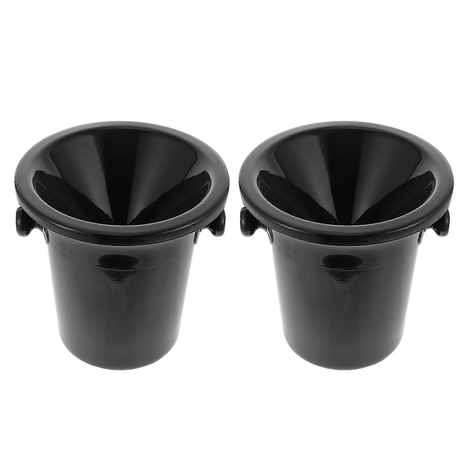 2PCS Round Double Ears Wine Spittoon Plastic Wine Tasting Spittoon Ice Bucket Wine Tasting Accessories (Black)