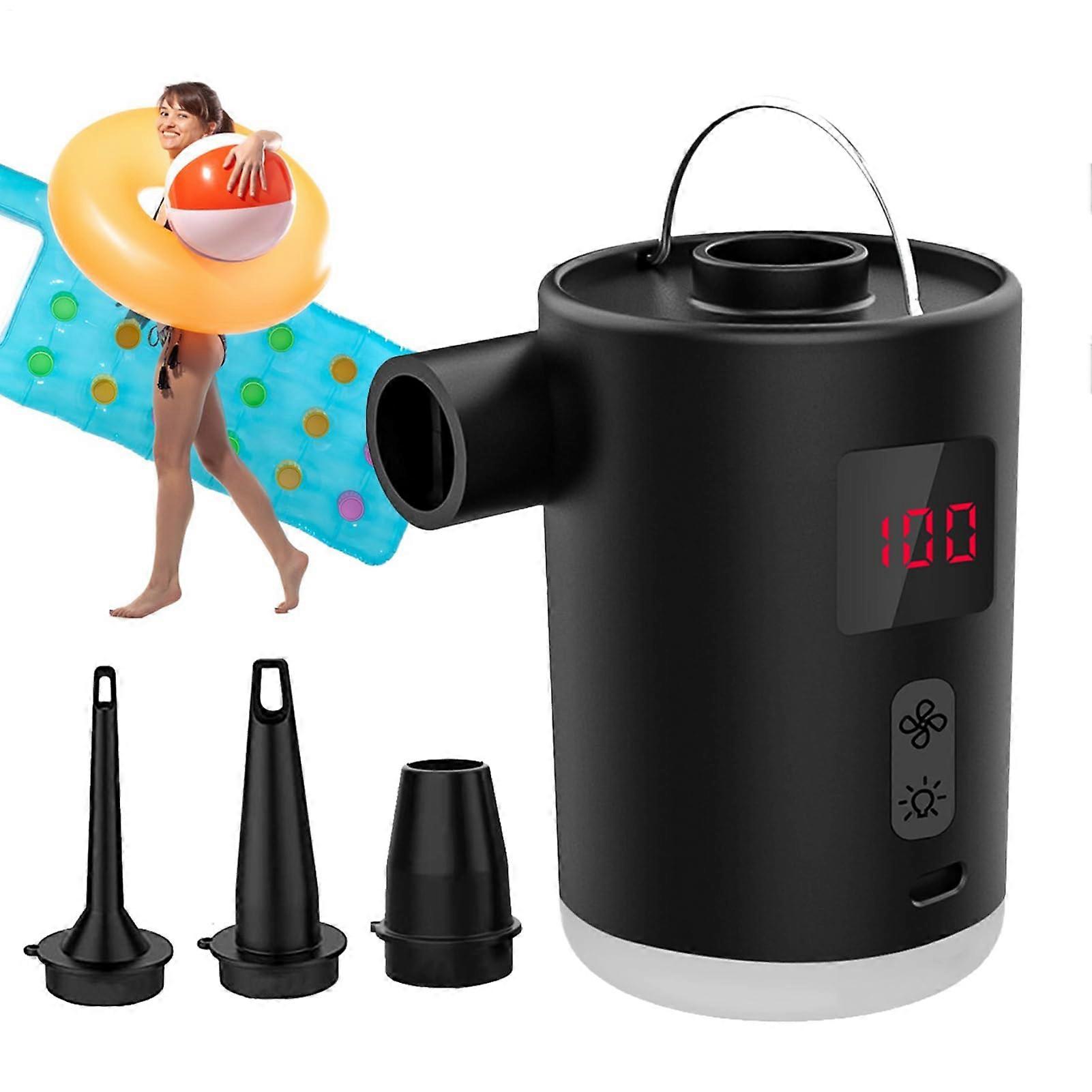 Electric Air Pump - Portable Rechargeable Inflator for Pool Floats, Camping, and Inflatables with LED Light