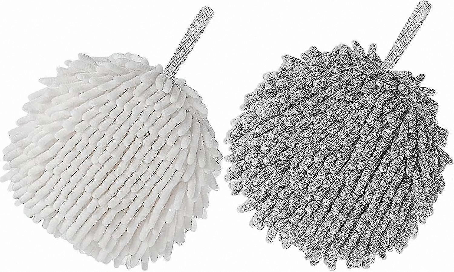 Gray and White Quick-Drying Hand Towels for Bathroom Use (Set of 2)