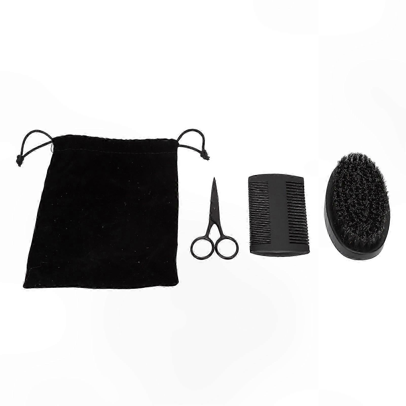 Stainless Steel Beard Trimming Scissors and Styling Comb Set for Men's Grooming Needs