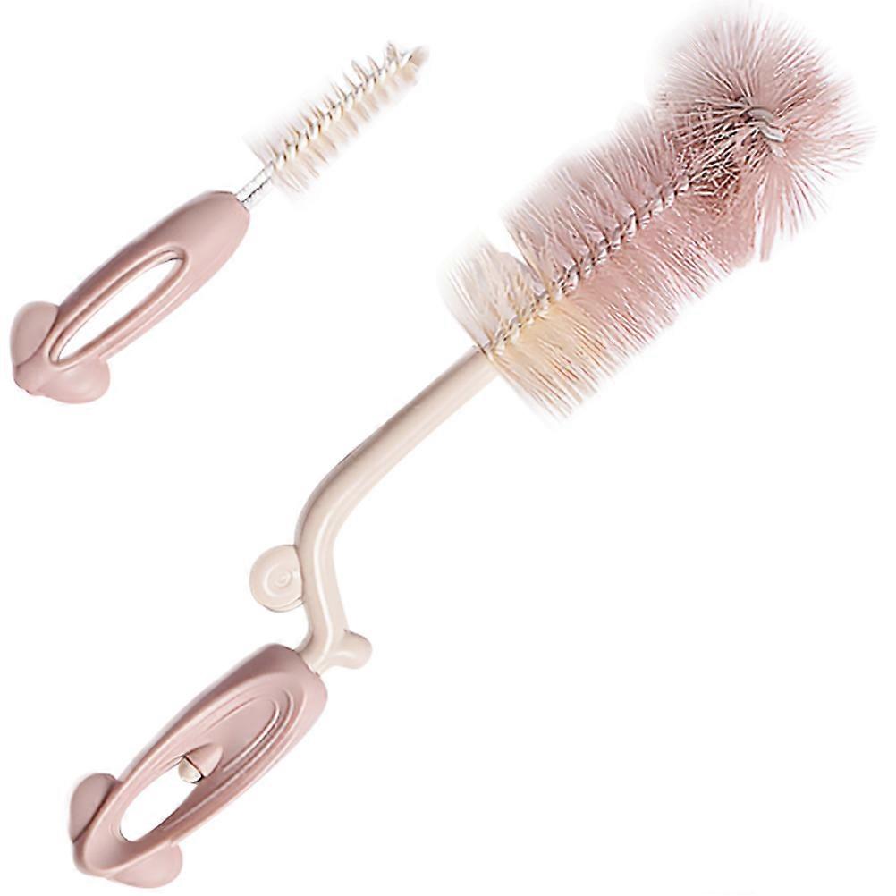 Practical Baby Pacifier Brush Set for Cleaning Use with Long Handle 2 Pcs Pink
