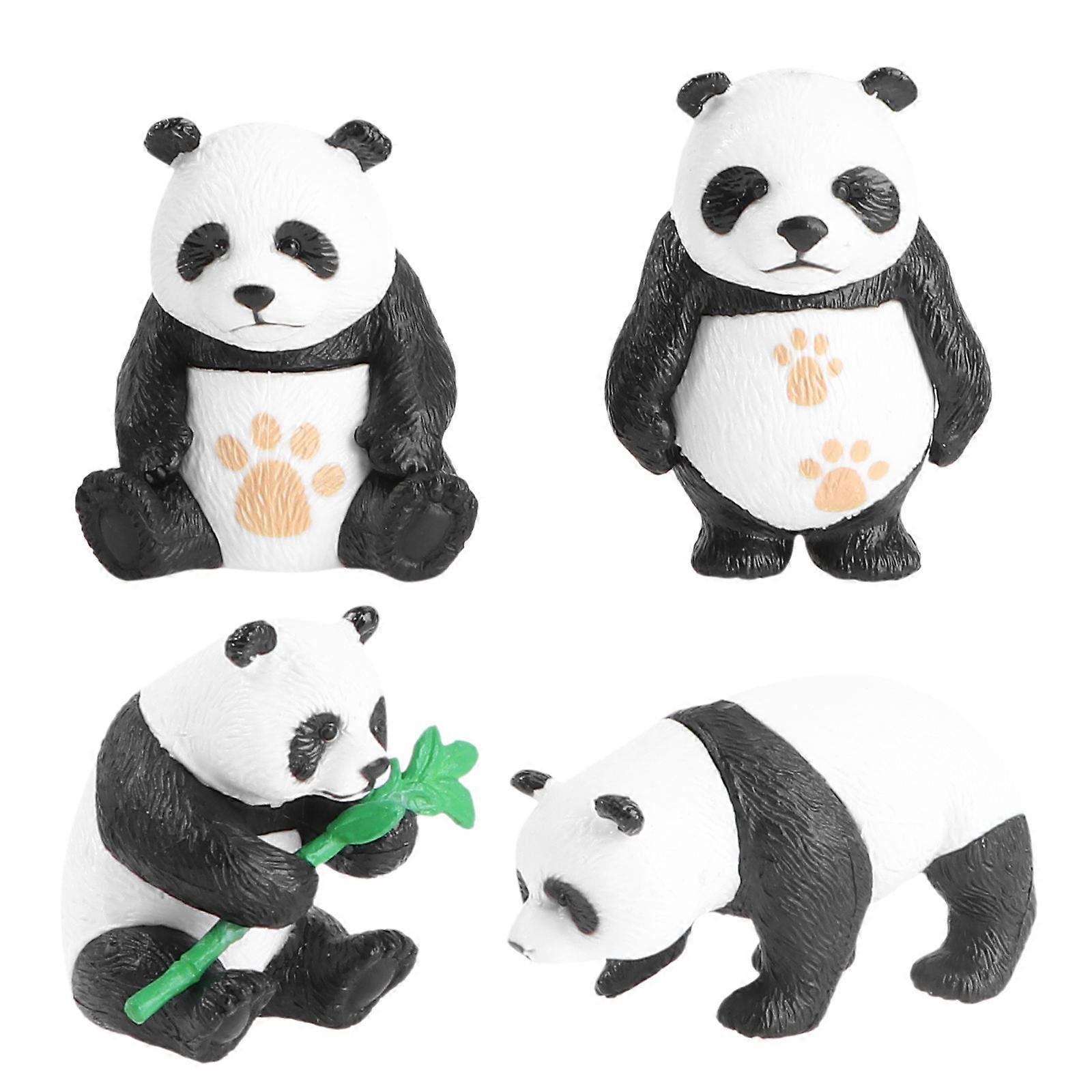 4pcs Panda Miniature Ornaments for Moss Micro Landscapes – Charming PVC Crafts for Home Decoration, Cute Table Furnishings with Lifelike Design