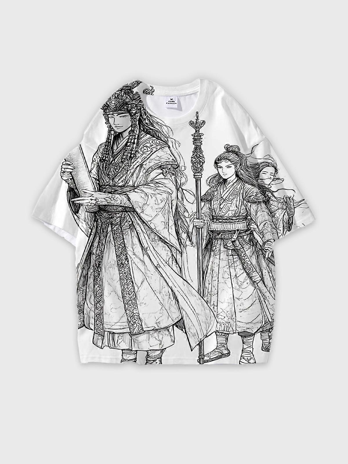 T-Shirt Short Sleeve Round Neck, Summer Casual Loose Graphic Tee, Unisex Pattern V2669