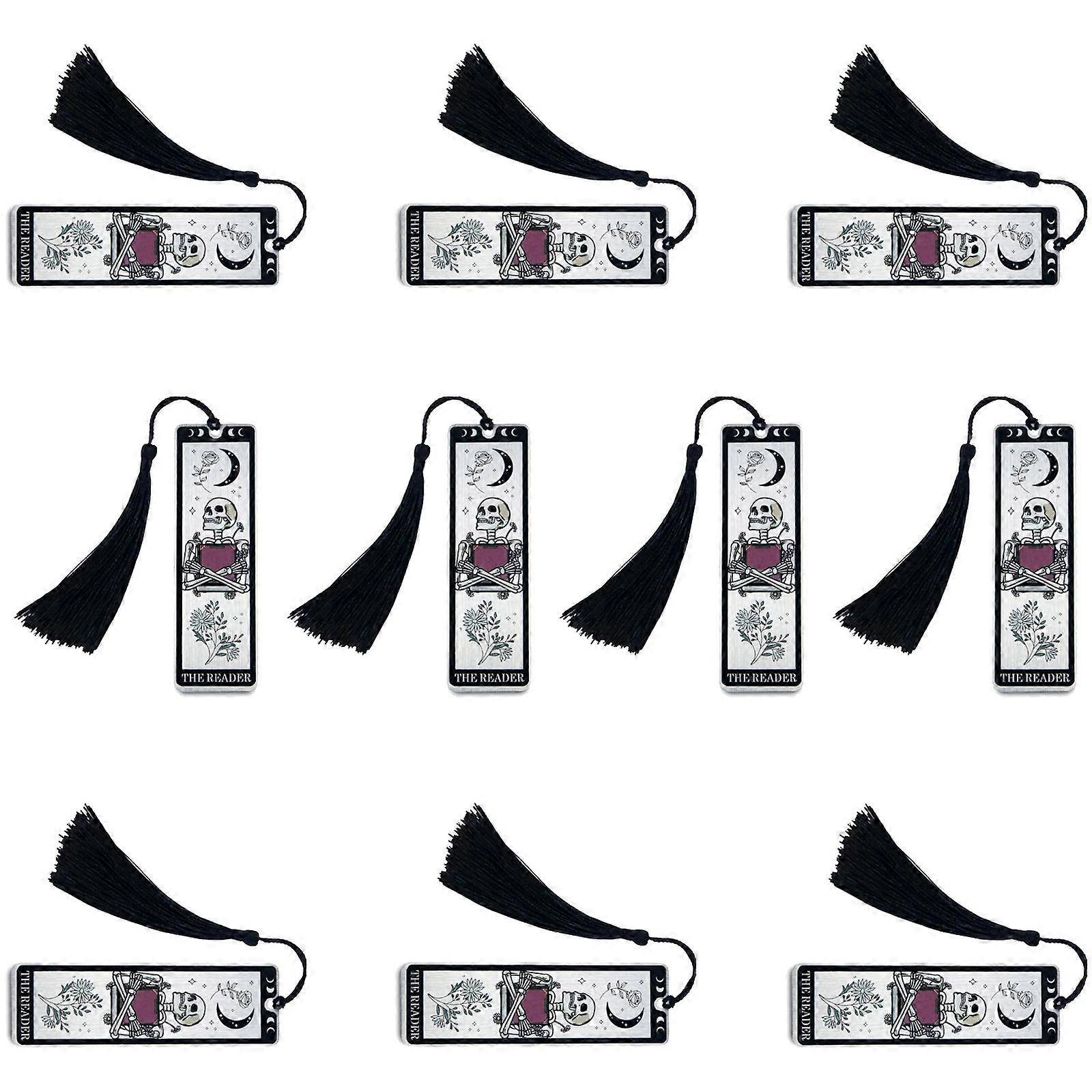 10 Pcs Skeleton Bookmarks with Tassels Page Markers Acrylic Bookmarks for Students Teachers  White