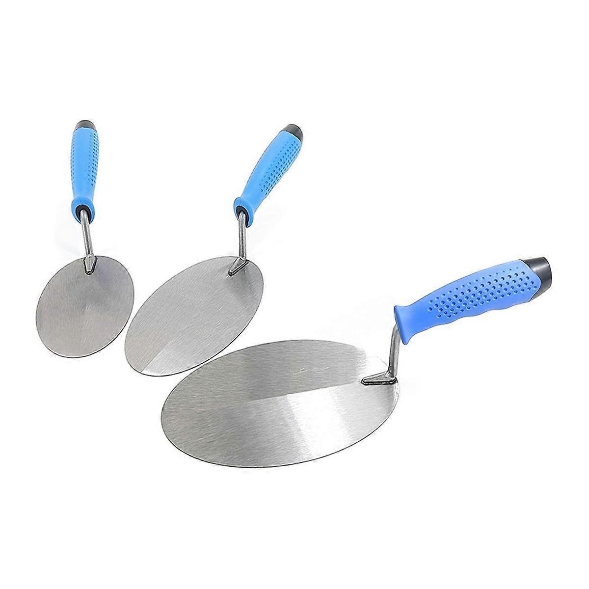 3pcs Stainless Steel Trowel for Bricklaying and Plastering with Comfortable Grip Handle Wall Floor Leveling