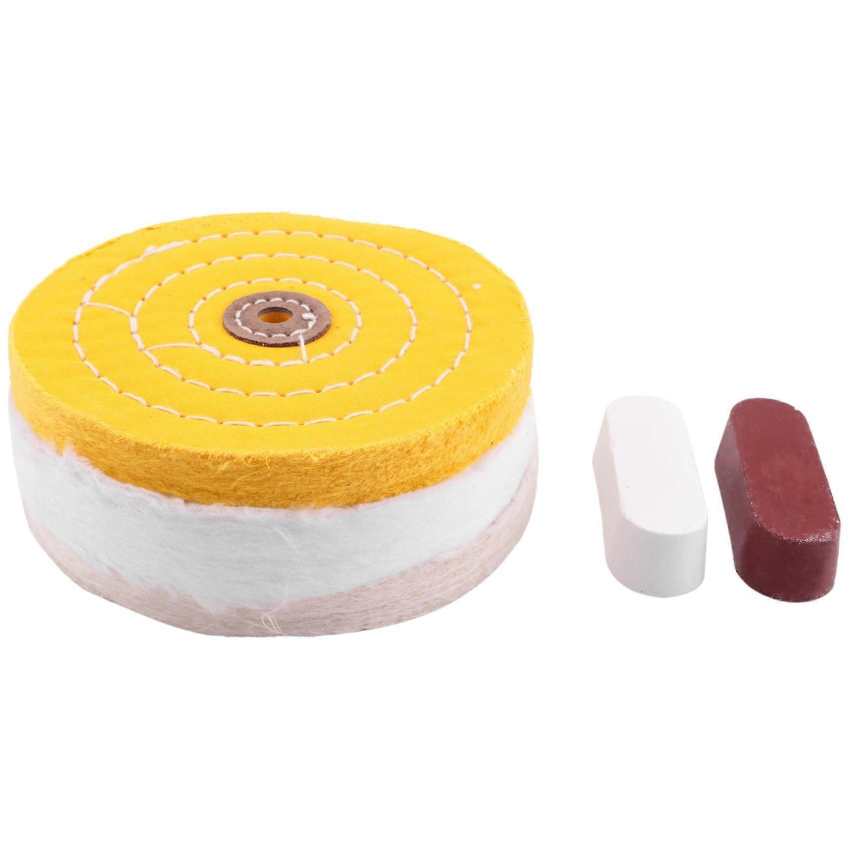 5Pcs 6 Inch Buffing Polishing Wheels for Bench Grinder with Polishing Compounds Kit, White and Yell