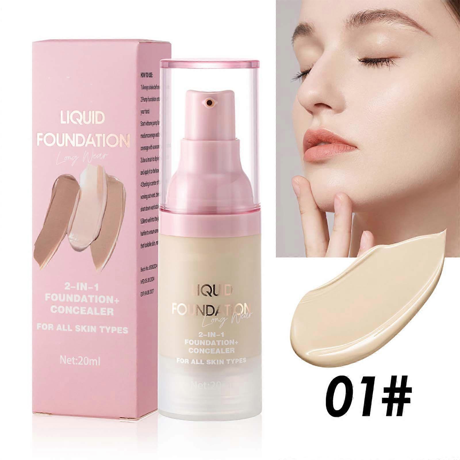 Concealer Liquid Foundations Medium Spectrums Waterproof No Makeup Removal Temperature Change Brightens Long-lasting Hydration And Moisturizing 20ml F