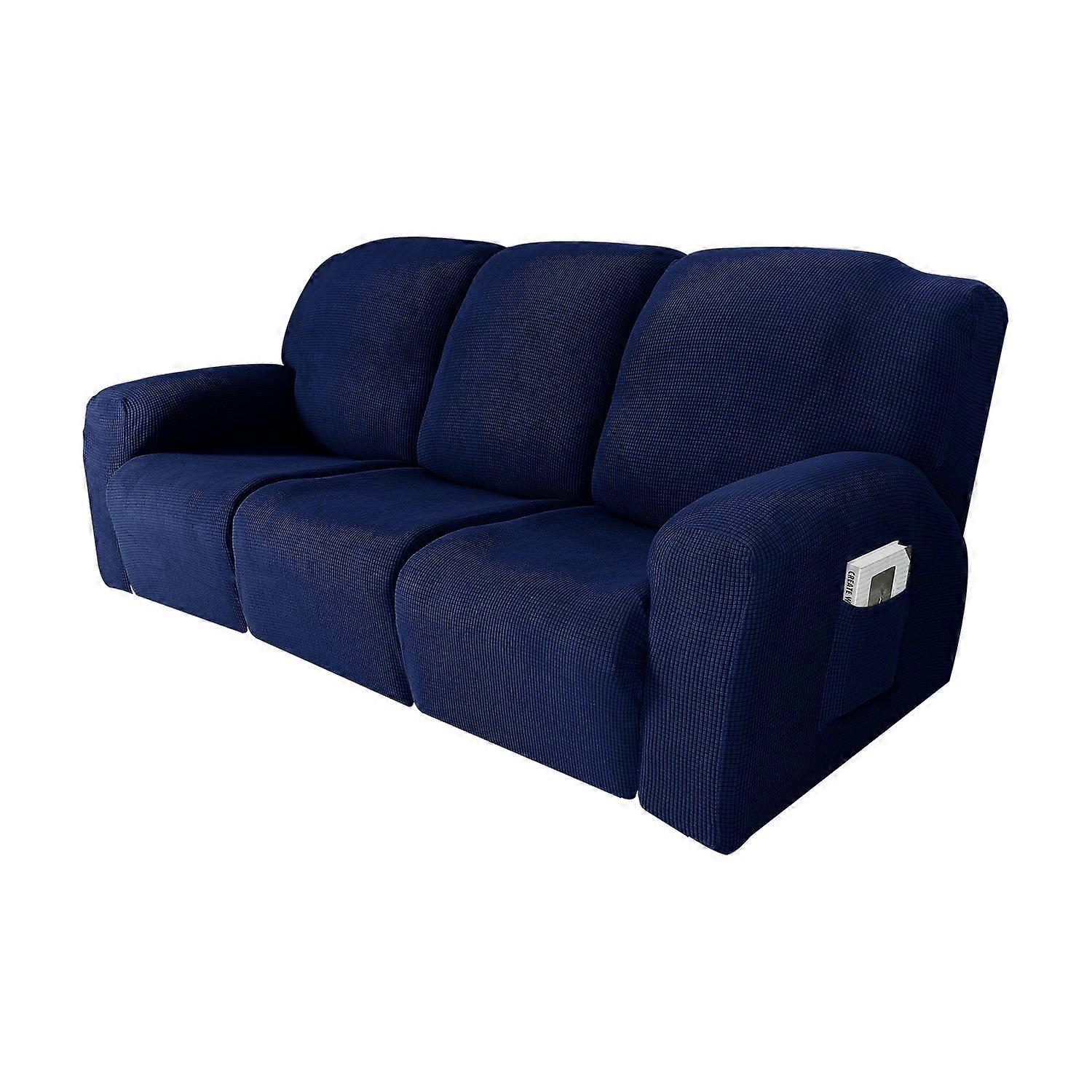 Recliner Sofa Covers Stretch Recliner Couch Covers For 1/2/3 Seats Reclining Slipcovers Soft Jacquard Pattern Furniture Protector, Navy