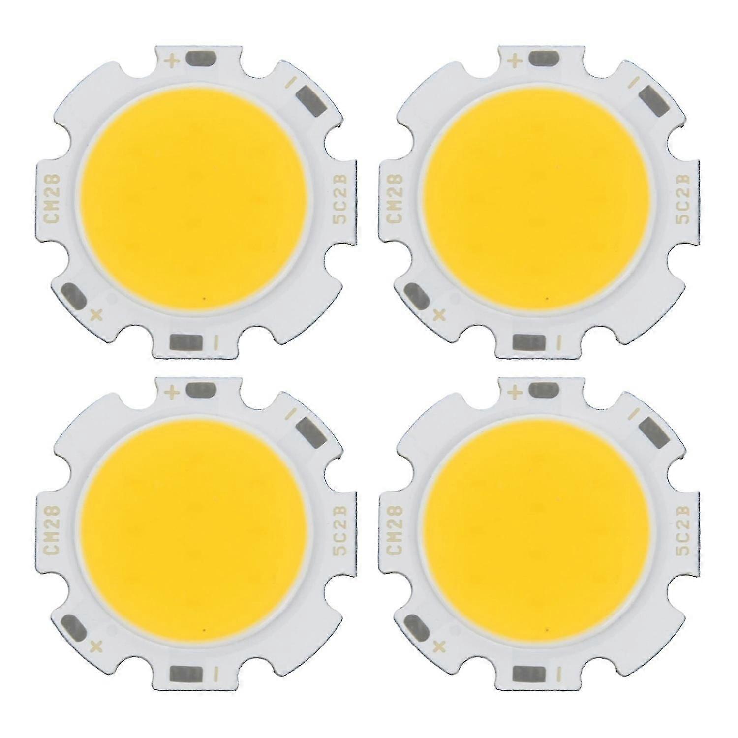 4x 5w Chip Light Round Cob Super Bright Led Light Led Lampe Pærer Varm Hvid Dc15-17V
