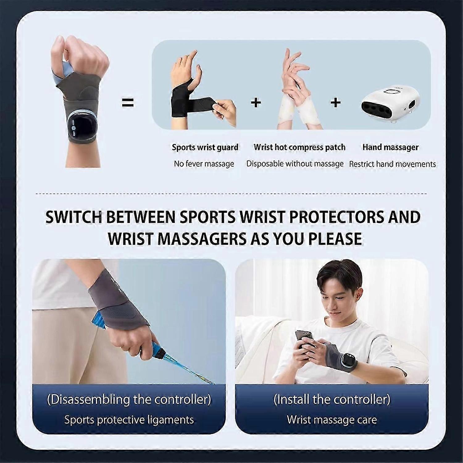EMS Wrist Guard Wrist Support Brace 5 Modes Wrist Compression Brace Adjustable Wrist Protector Bandage for Home Office