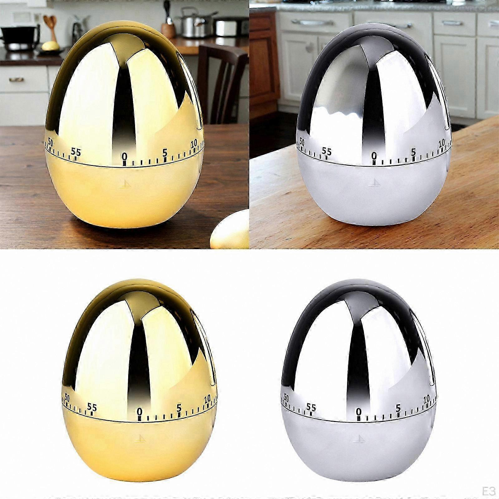 Manual Analog Kitchen Timer with Loud Countdown Alert Egg Shape 60 Minute Wind Up Reminder