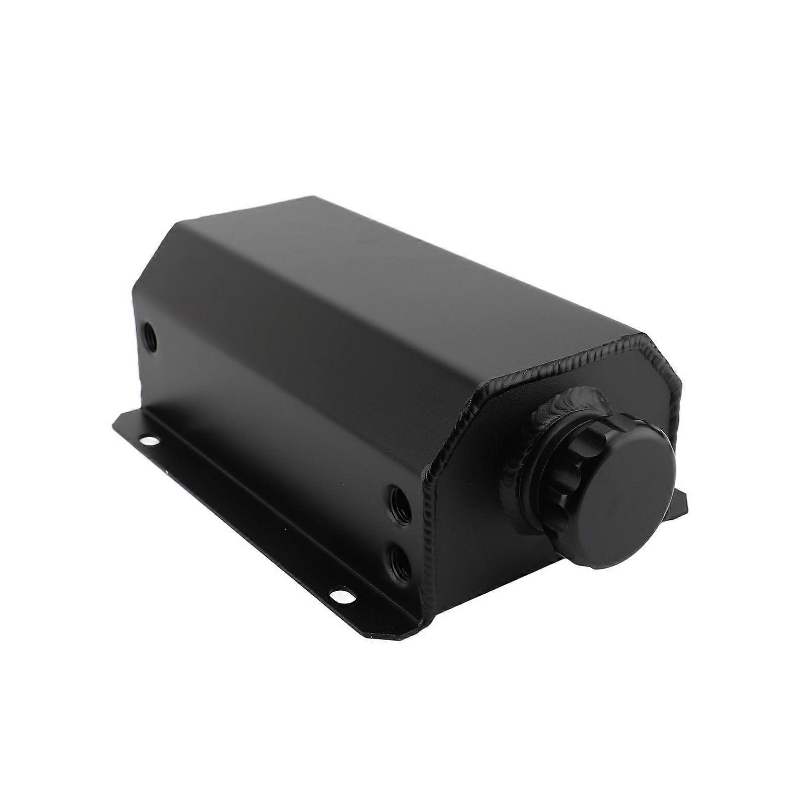 Radiator Coolant Overflow Tank Aluminium Alloy Universal Coolant Recovery Tank with Visible Coolant Level Hose Sandblasted Black 2L
