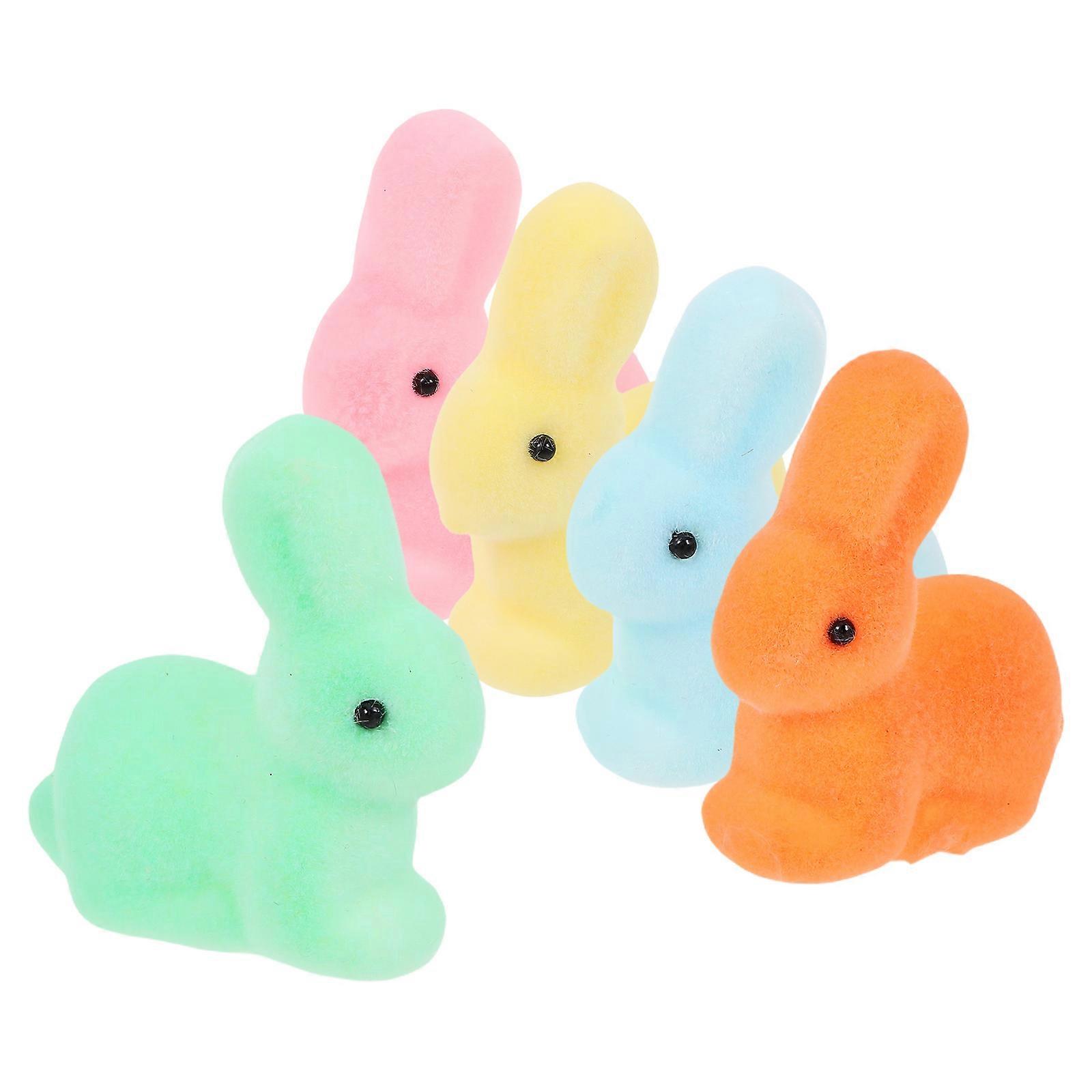 Cute Bunny Table Decorations Flocked Easter Rabbit Figurines 25Pcs
